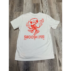 Nike Air Max Swoosh FM Graphic T-Shirt White Orange Streetwear Mens M